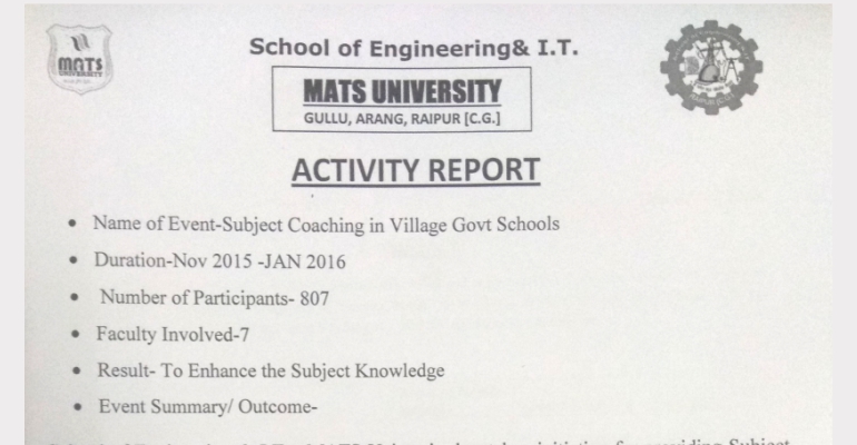 Subject Coaching in Village Govt. Schools - 2016_5ac50cf33f879