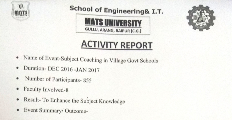 Subject Coaching in Village Govt. Schools - 2017_5ac511de592c6