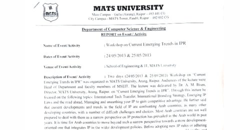 Workshop on Current Emerging Trends in IPR_5ac500f383a11