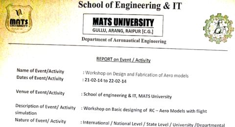 Workshop on Design and Fabrication of Aero Models - 2014_5ac5061de4b32